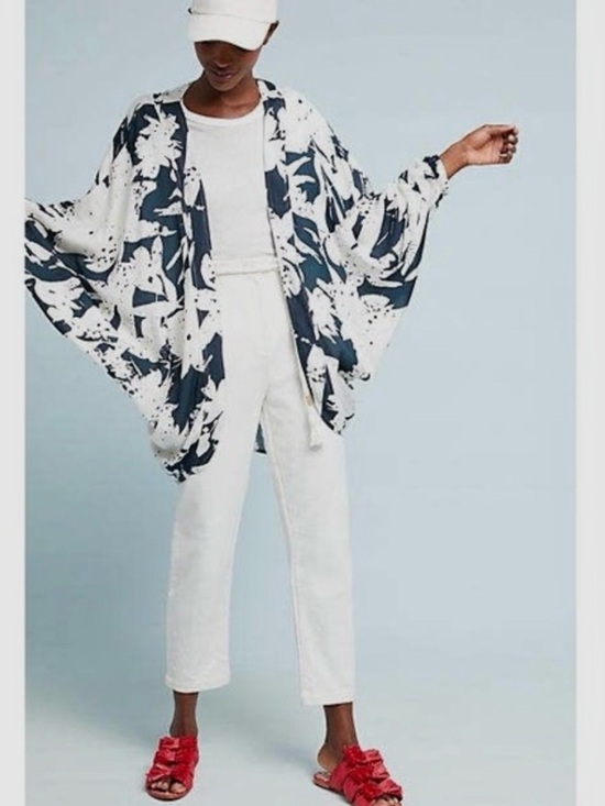 Anthropologie Tops - AKEMI + KIN Anthropologie Cocoon Kimono Cardigan S M L XL Blue White Beach Boho
